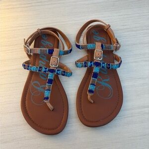 Rampage Brown Sandals with Blue Beading